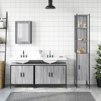 Set Mobili da Bagno 4 pz Grigio Sonoma in Legno Multistrato | homemem39