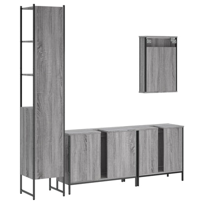 Set Mobili da Bagno 4 pz Grigio Sonoma in Legno Multistrato | homemem39