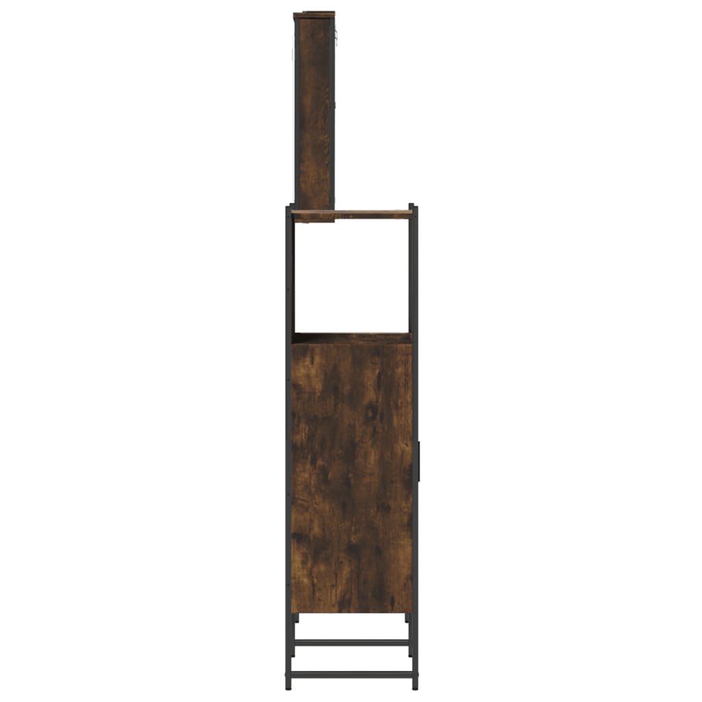 Set Mobili da Bagno 3 pz Rovere Fumo in Legno Multistrato