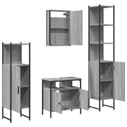 Set Mobili da Bagno 4 pz Grigio Sonoma in Legno Multistrato | homemem39