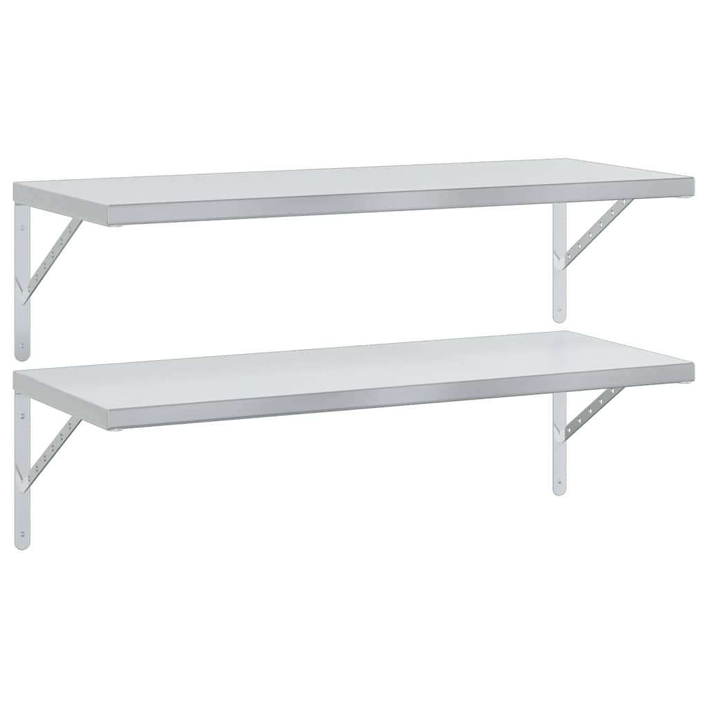 Mensole a Muro 2 pz 100x40 cm Argento in Acciaio Inossidabile | homemem39