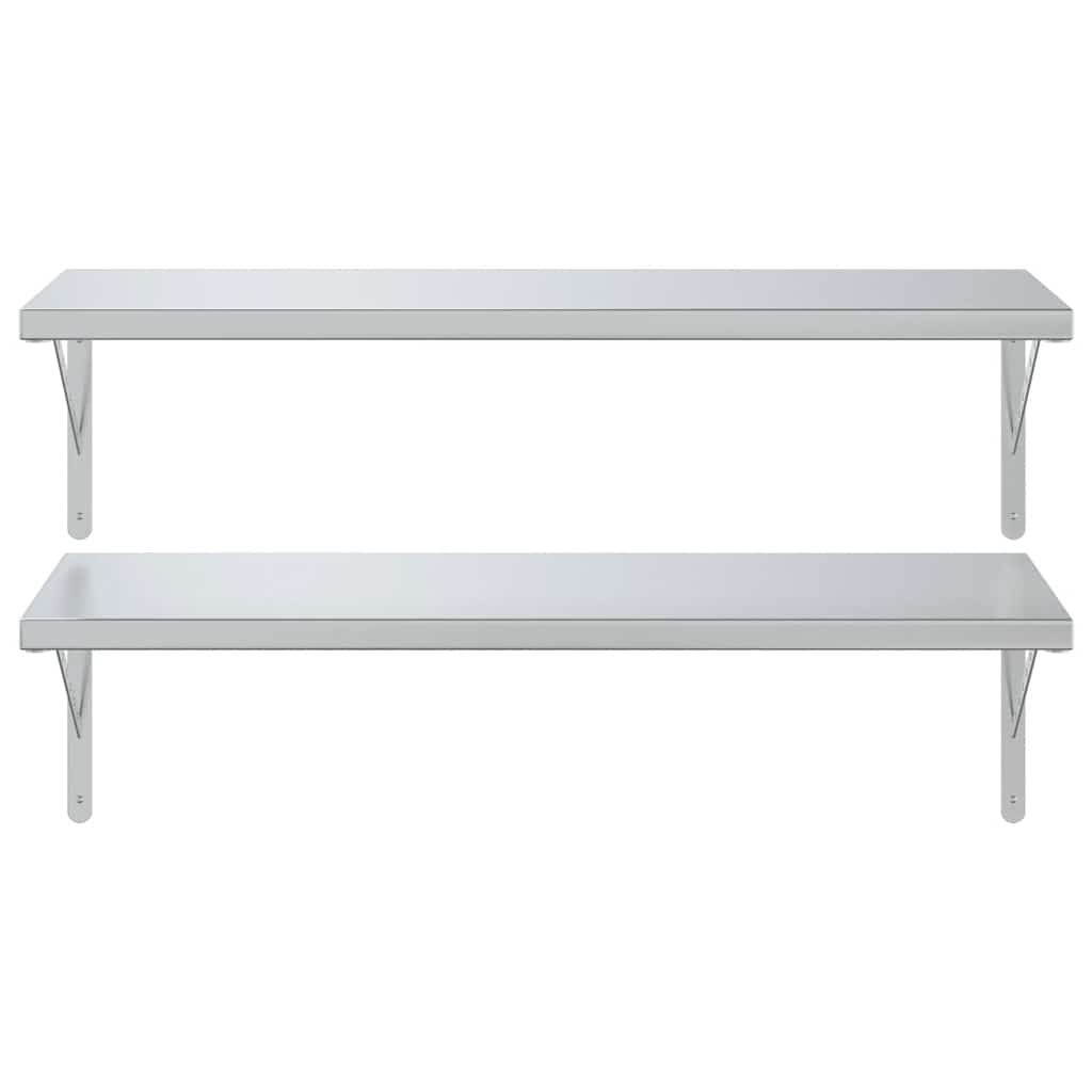 Mensole a Muro 2 pz 100x40 cm Argento in Acciaio Inossidabile | homemem39