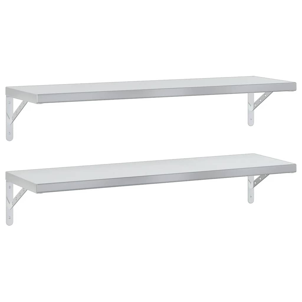 Mensole a Muro 2 pz 100x30 cm Argento in Acciaio Inossidabile | homemem39