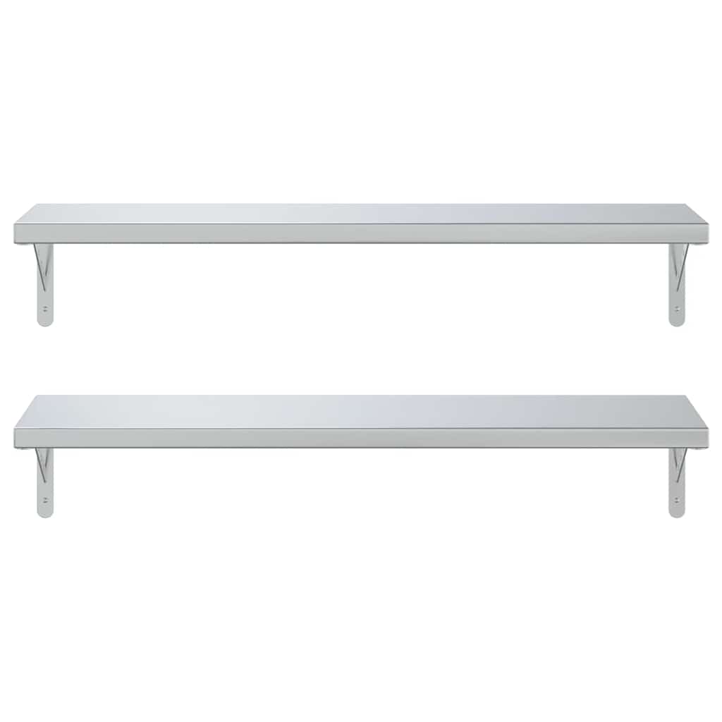 Mensole a Muro 2 pz 100x30 cm Argento in Acciaio Inossidabile | homemem39