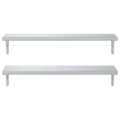 Mensole a Muro 2 pz 100x30 cm Argento in Acciaio Inossidabile | homemem39