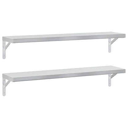 Mensole a Muro 2 pz 100x23,5 cm Argento in Acciaio Inossidabile | homemem39
