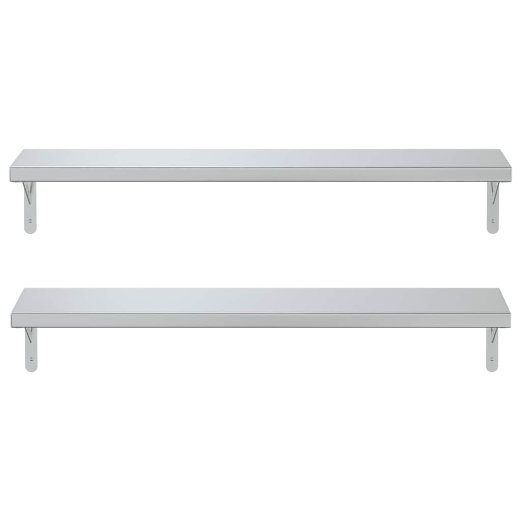 Mensole a Muro 2 pz 100x23,5 cm Argento in Acciaio Inossidabile | homemem39
