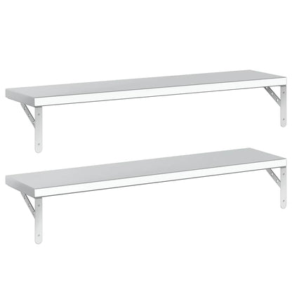 Mensole a Muro 2 pz 100x23,5 cm Argento in Acciaio Inossidabile | homemem39