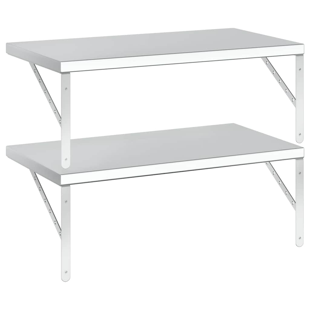 Mensole a Muro 2 pz 75x40 cm Argento in Acciaio Inossidabile | homemem39