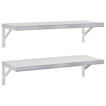 Mensole a Muro 2 pz 75x30 cm Argento in Acciaio Inossidabile | homemem39