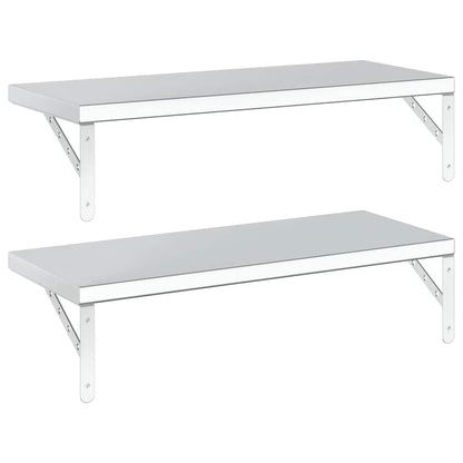Mensole a Muro 2 pz 75x30 cm Argento in Acciaio Inossidabile