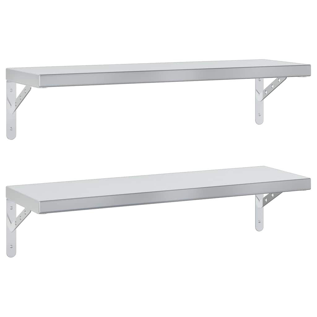 Mensole a Muro 2 pz 75x23,5 cm Argento in Acciaio Inossidabile | homemem39