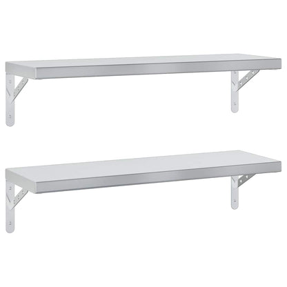 Mensole a Muro 2 pz 75x23,5 cm Argento in Acciaio Inossidabile | homemem39