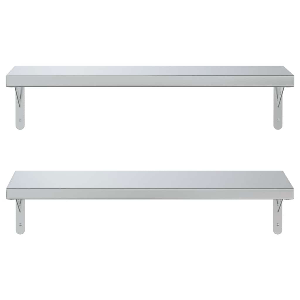 Mensole a Muro 2 pz 75x23,5 cm Argento in Acciaio Inossidabile | homemem39