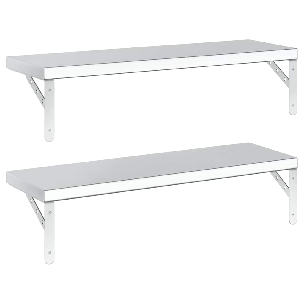 Mensole a Muro 2 pz 75x23,5 cm Argento in Acciaio Inossidabile | homemem39