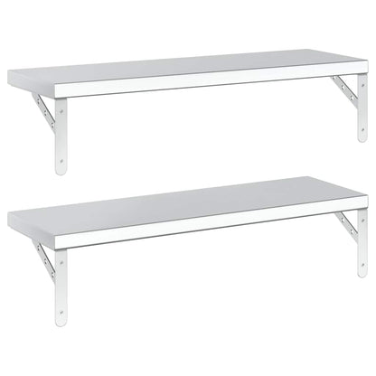 Mensole a Muro 2 pz 75x23,5 cm Argento in Acciaio Inossidabile
