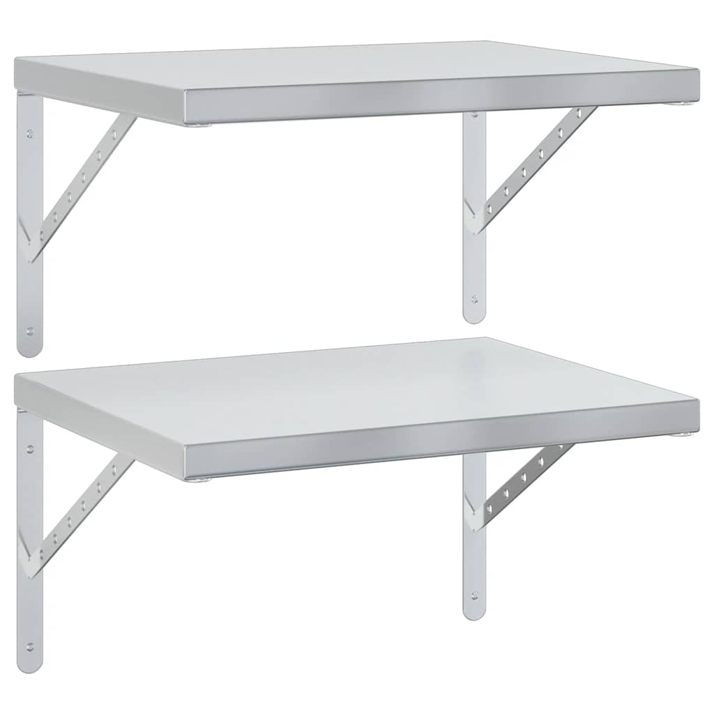 Mensole a Muro 2 pz 50x40 cm Argento in Acciaio Inossidabile | homemem39
