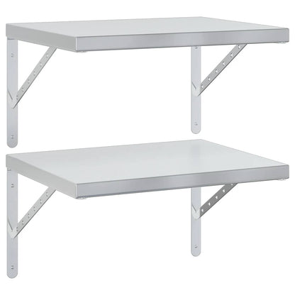Mensole a Muro 2 pz 50x40 cm Argento in Acciaio Inossidabile | homemem39