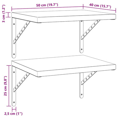Mensole a Muro 2 pz 50x40 cm Argento in Acciaio Inossidabile | homemem39