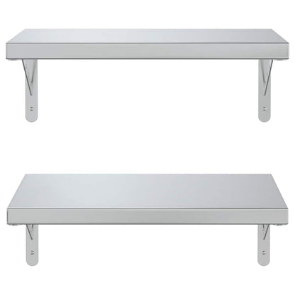 Mensole a Muro 2 pz 50x30 cm Argento in Acciaio Inossidabile | homemem39