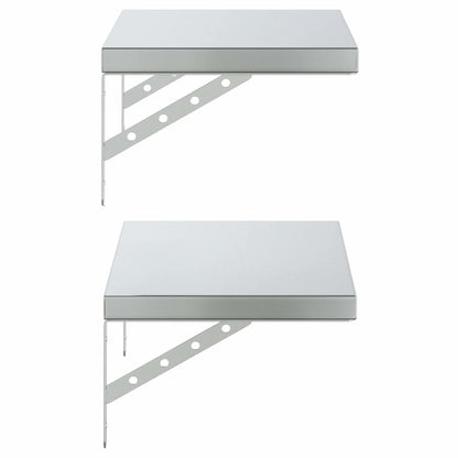 Mensole a Muro 2 pz 50x30 cm Argento in Acciaio Inossidabile | homemem39