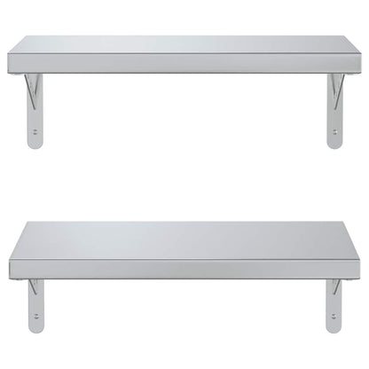 Mensole a Muro 2 pz 50x23,5 cm Argento in Acciaio Inossidabile | homemem39