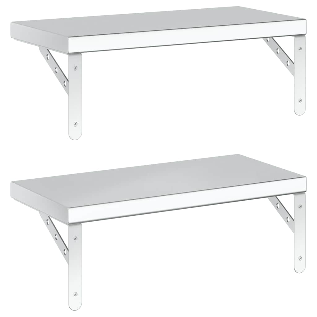 Mensole a Muro 2 pz 50x23,5 cm Argento in Acciaio Inossidabile | homemem39