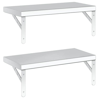 Mensole a Muro 2 pz 50x23,5 cm Argento in Acciaio Inossidabile | homemem39