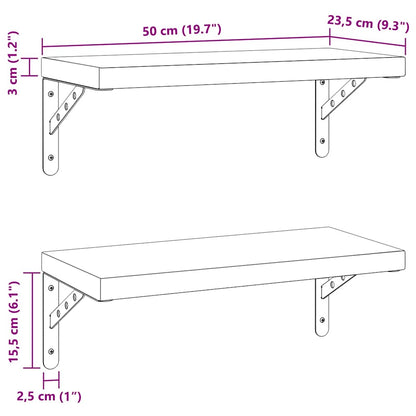Mensole a Muro 2 pz 50x23,5 cm Argento in Acciaio Inossidabile | homemem39
