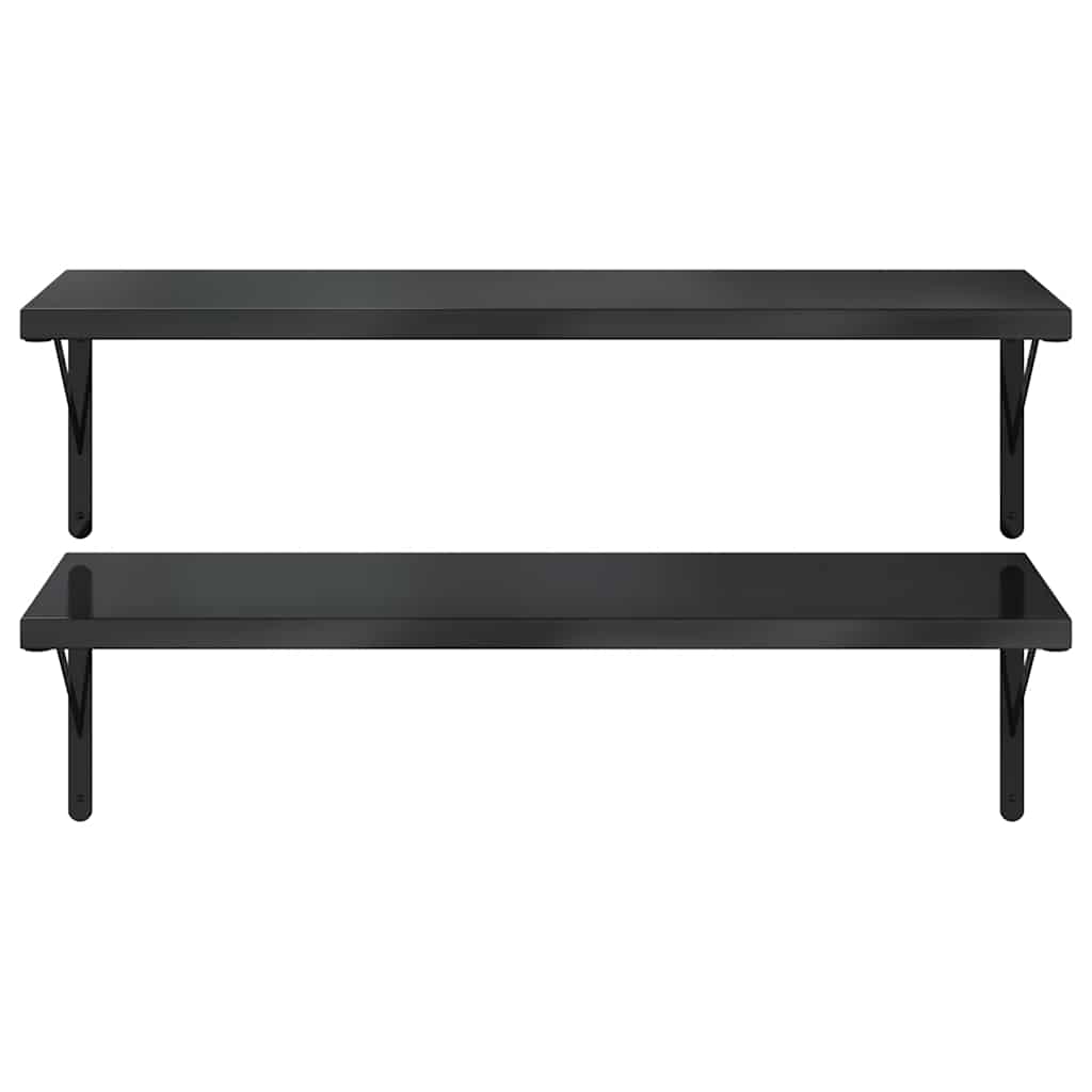 Mensole a Muro 2 pz 100x40 cm Nero in Acciaio Inossidabile | homemem39