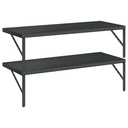 Mensole a Muro 2 pz 100x40 cm Nero in Acciaio Inossidabile