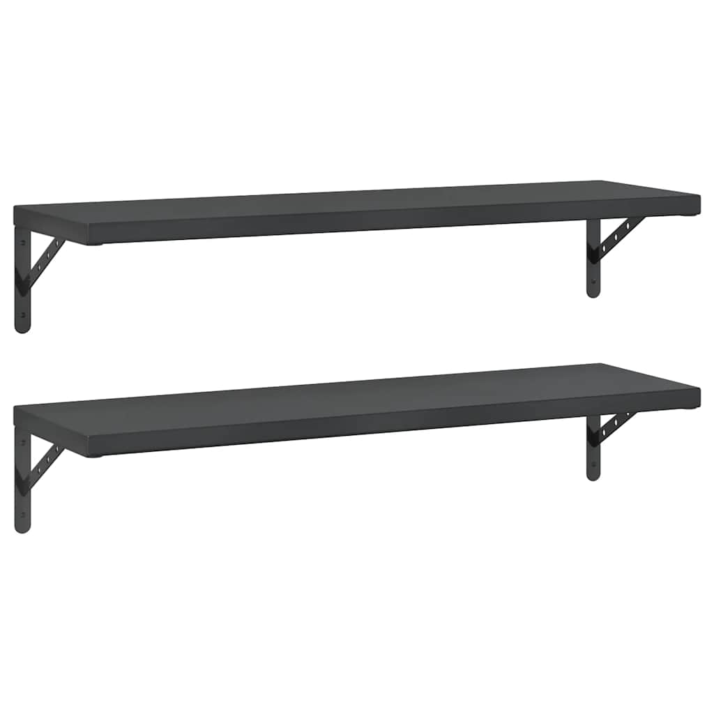 Mensole a Muro 2 pz 100x30 cm Nero in Acciaio Inossidabile | homemem39