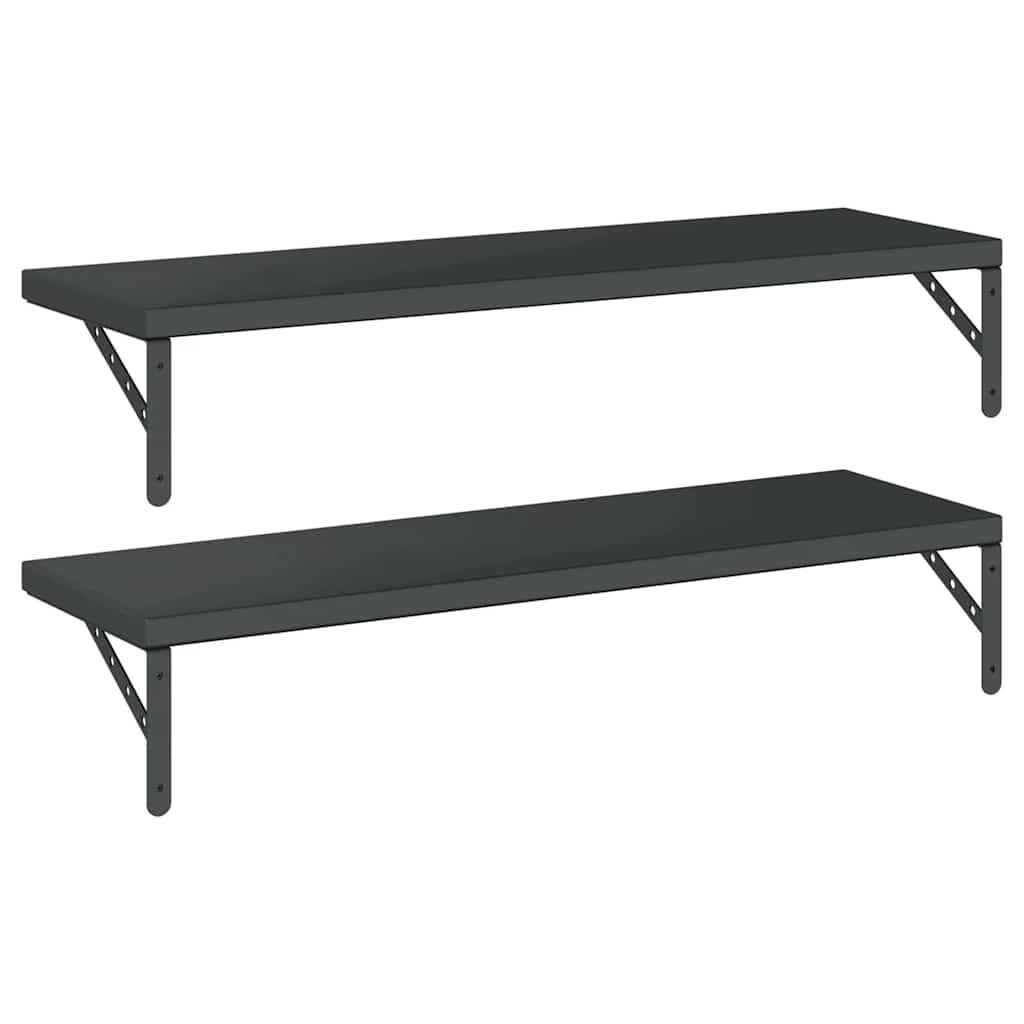 Mensole a Muro 2 pz 100x30 cm Nero in Acciaio Inossidabile | homemem39