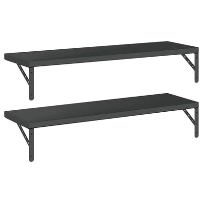 Mensole a Muro 2 pz 100x30 cm Nero in Acciaio Inossidabile | homemem39