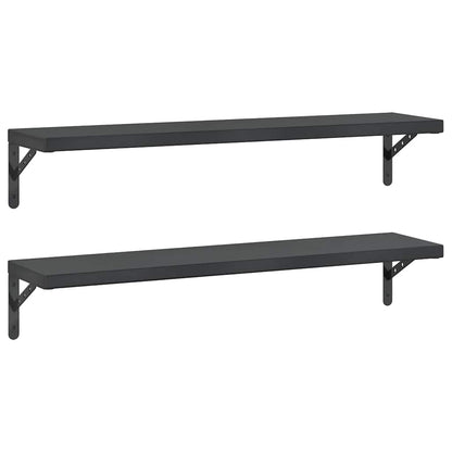 Mensole a Muro 2 pz 100x23,5 cm Nero in Acciaio Inossidabile | homemem39