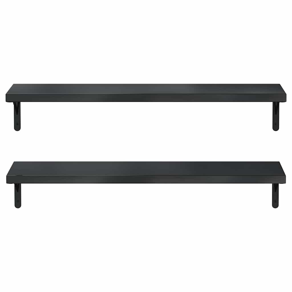 Mensole a Muro 2 pz 100x23,5 cm Nero in Acciaio Inossidabile | homemem39