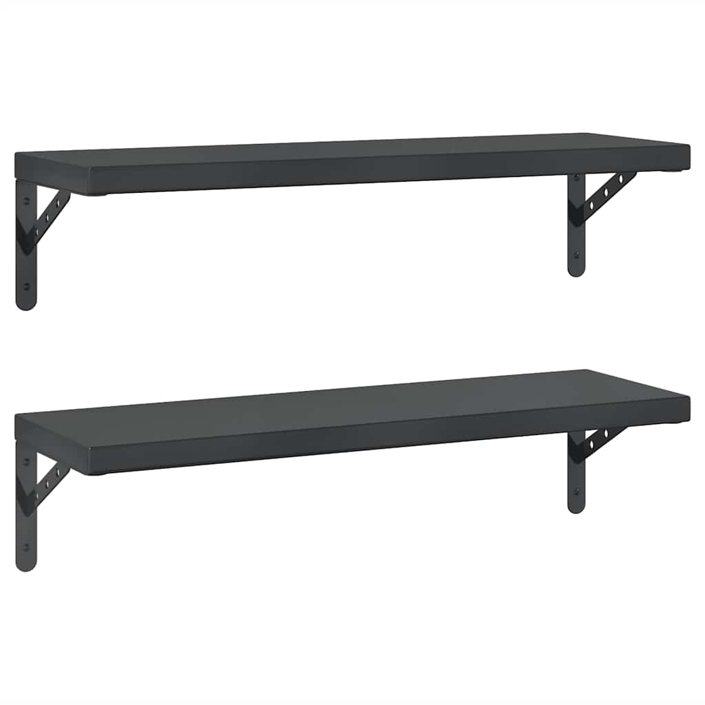 Mensole a Muro 2 pz 75x23,5 cm Nero in Acciaio Inossidabile | homemem39