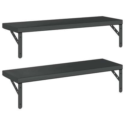 Mensole a Muro 2 pz 75x23,5 cm Nero in Acciaio Inossidabile