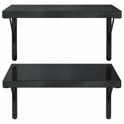 Mensole a Muro 2 pz 50x40 cm Nero in Acciaio Inossidabile | homemem39