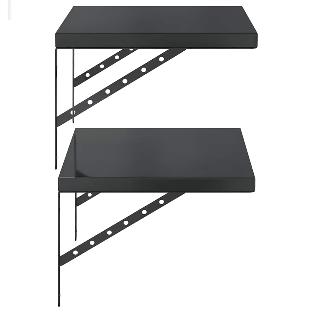 Mensole a Muro 2 pz 50x40 cm Nero in Acciaio Inossidabile | homemem39