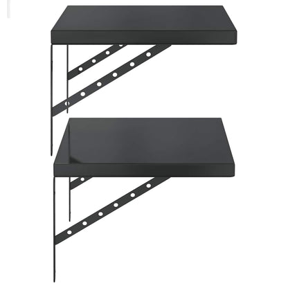 Mensole a Muro 2 pz 50x40 cm Nero in Acciaio Inossidabile | homemem39