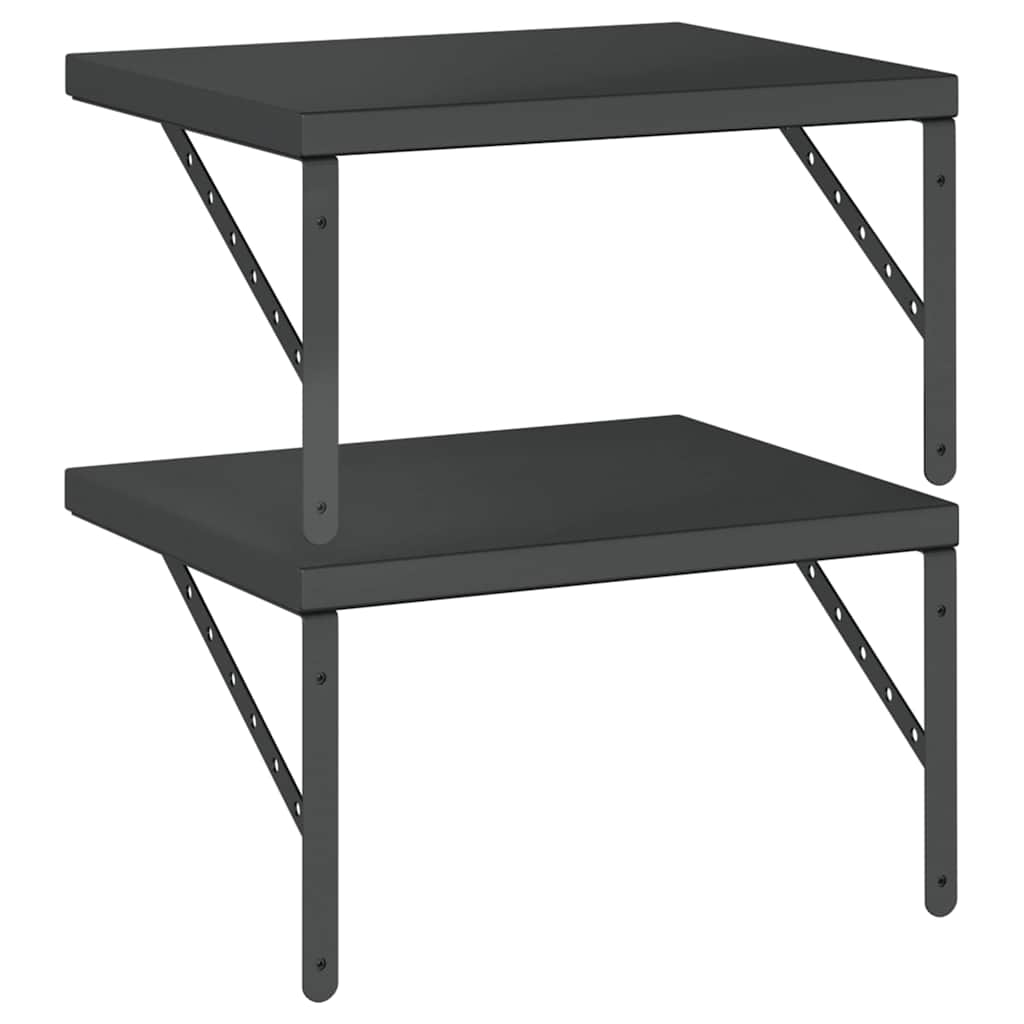 Mensole a Muro 2 pz 50x40 cm Nero in Acciaio Inossidabile | homemem39