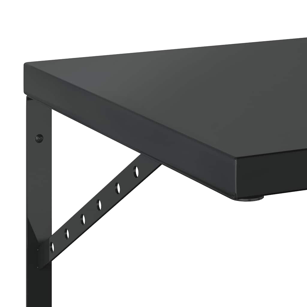 Mensole a Muro 2 pz 50x40 cm Nero in Acciaio Inossidabile | homemem39