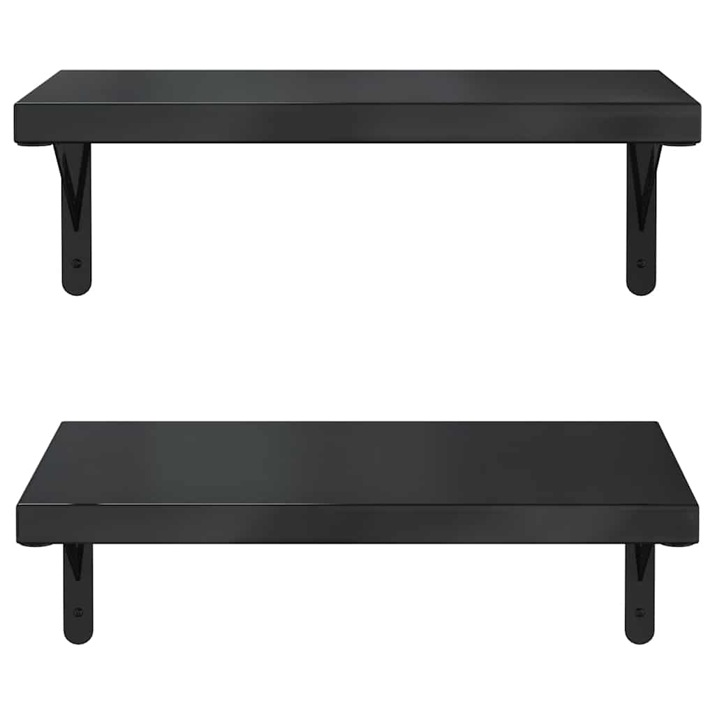 Mensole a Muro 2 pz 50x30 cm Nero in Acciaio Inossidabile | homemem39