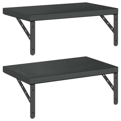 Mensole a Muro 2 pz 50x30 cm Nero in Acciaio Inossidabile