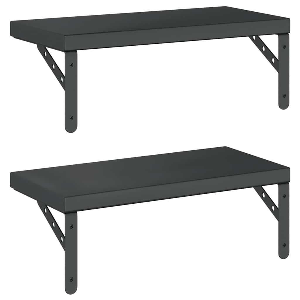 Mensole a Muro 2 pz 50x23,5 cm Nero in Acciaio Inossidabile | homemem39