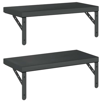 Mensole a Muro 2 pz 50x23,5 cm Nero in Acciaio Inossidabile | homemem39