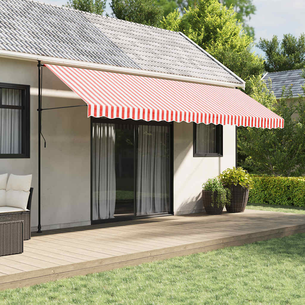 Tessuto di Ricambio per Tenda da Sole Rosso e Bianco 500x350 cm