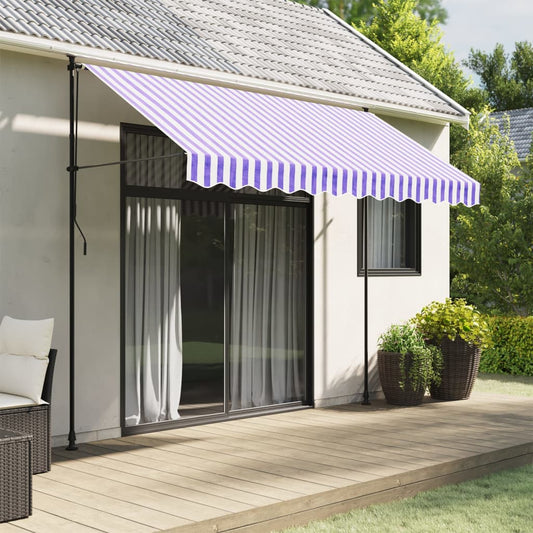 Tessuto Ricambio per Mantovana da Tenda Righe Blu e Bianche 3m | homemem39