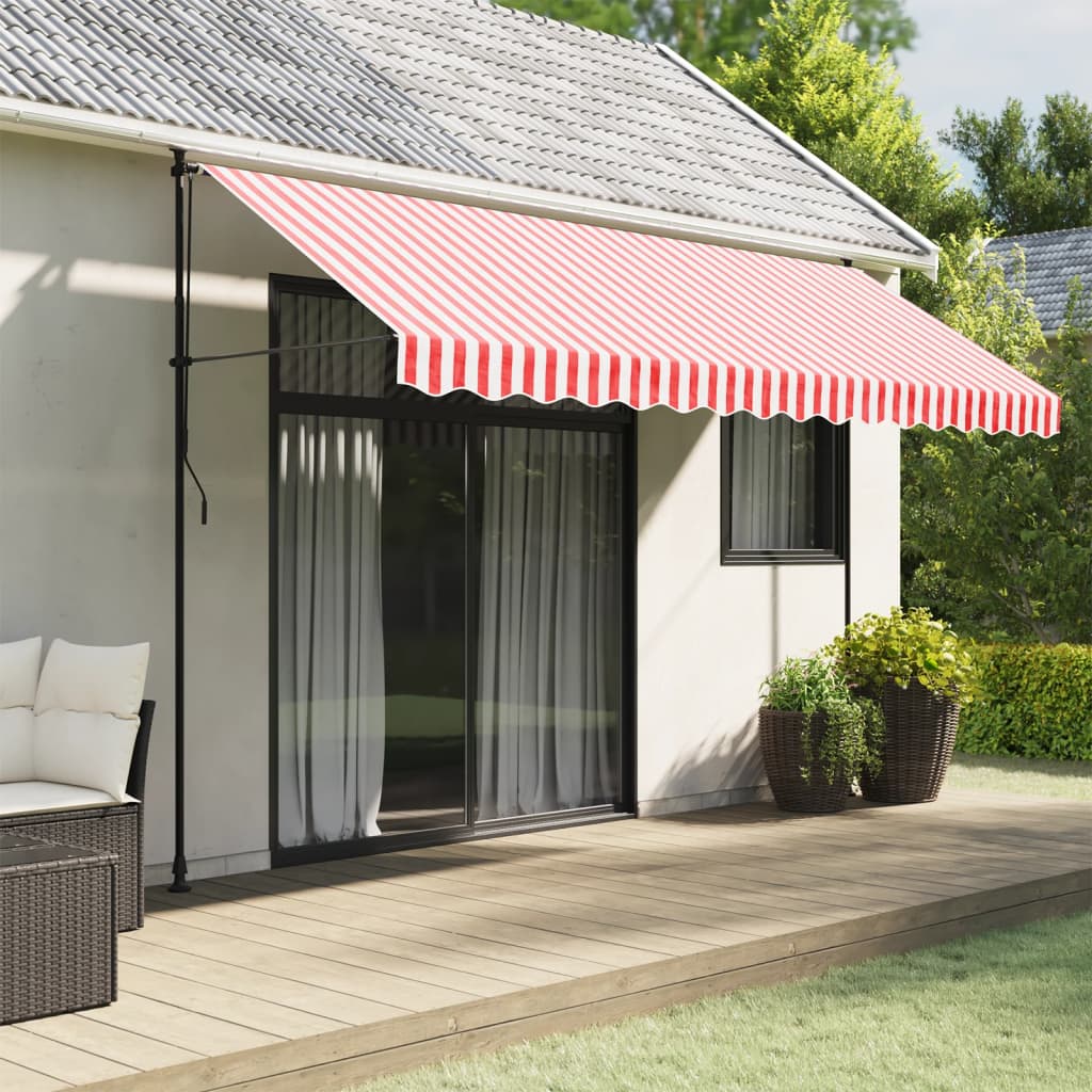Tessuto Ricambio per Mantovana da Tenda Righe Rosse Bianche 4 m | homemem39